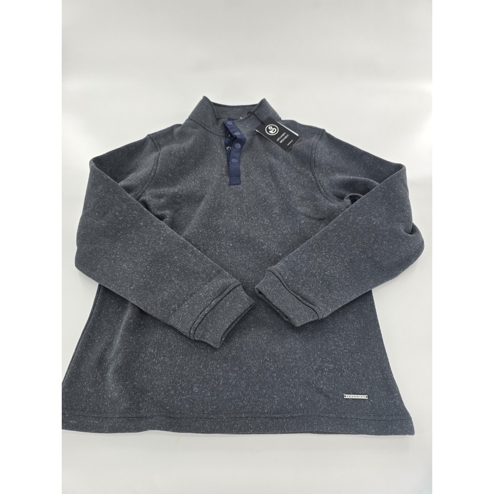 Swannies‎ Golf Wolff Fleece Pullover 1/4 Snap Charcoal Navy Men's Size Medium M